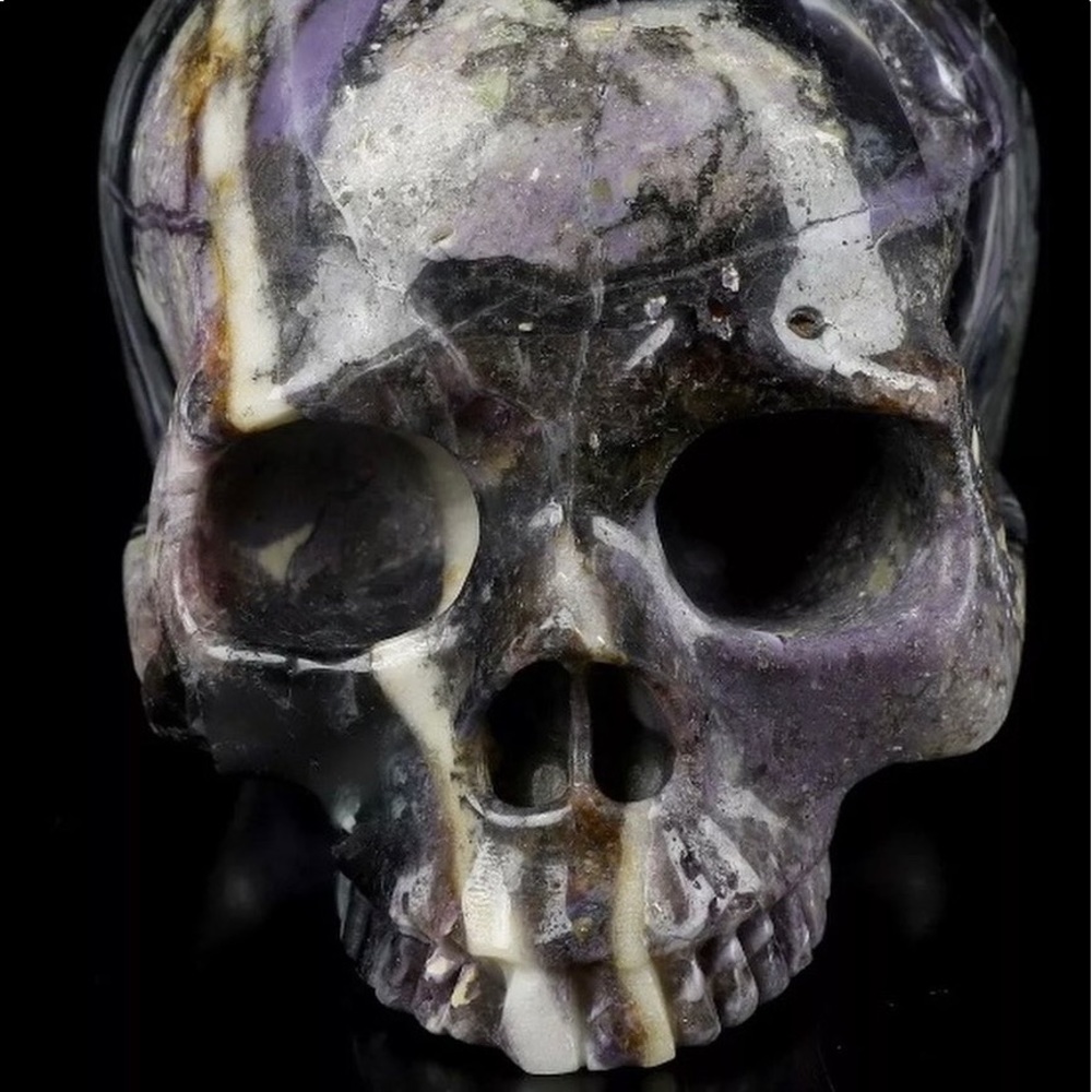 4.7" FLUORITE Carved Crystal Skull, Realistic